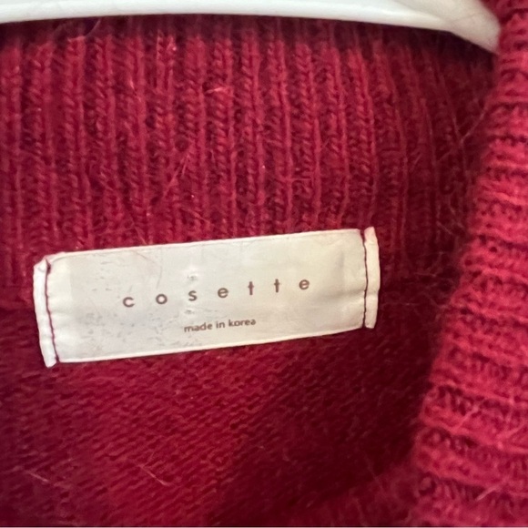 Cosette red burgundy fuzzy mock-neck turtleneck fits like medium - Picture 3 of 7